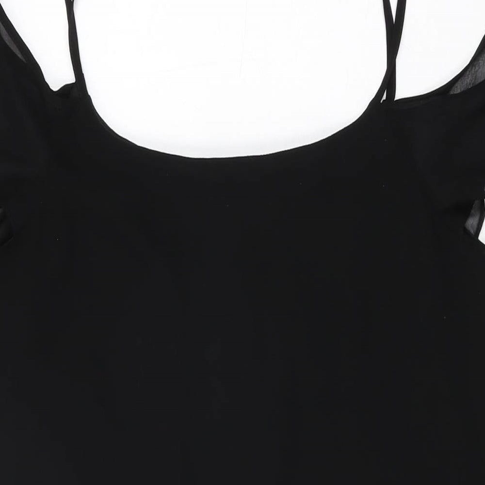 New Look Womens Black Polyester Camisole T-Shirt Size 12 Scoop Neck