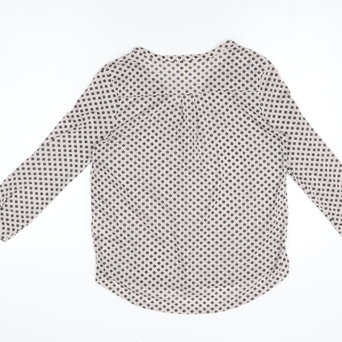 H&M Womens Pink Geometric Polyester Basic T-Shirt Size S V-Neck