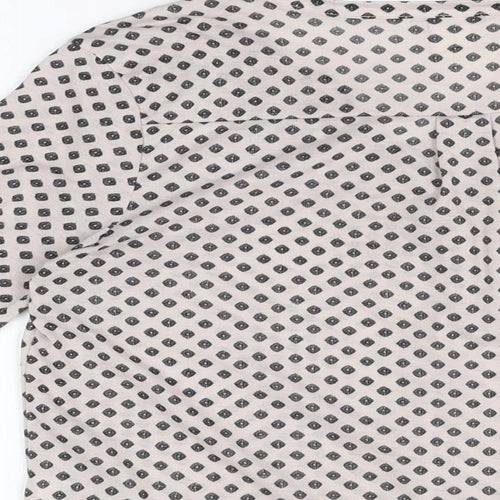 H&M Womens Pink Geometric Polyester Basic T-Shirt Size S V-Neck