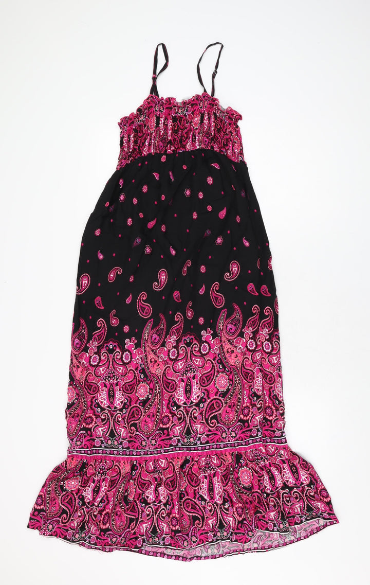 Miss Understood Womens Black Paisley Viscose Shift Size 12 Square Neck Pullover