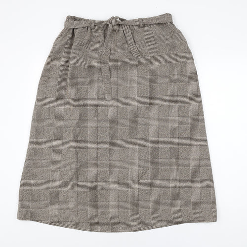Angela Gore Womens Brown Plaid Polyester Swing Skirt Size 18 Tie