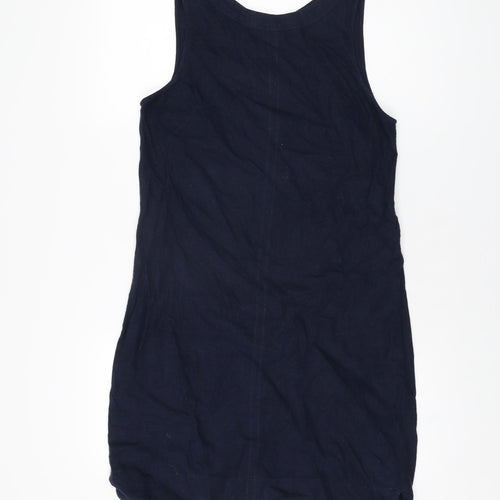 Marks and Spencer Womens Blue Linen Shift Size 10 V-Neck Pullover