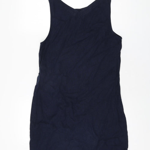Marks and Spencer Womens Blue Linen Shift Size 10 V-Neck Pullover