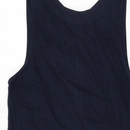 Marks and Spencer Womens Blue Linen Shift Size 10 V-Neck Pullover