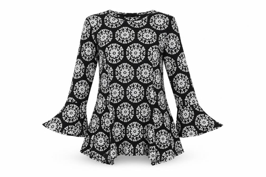 Izabel London Womens Black Floral Nylon Basic T-Shirt Size 10 Round Neck