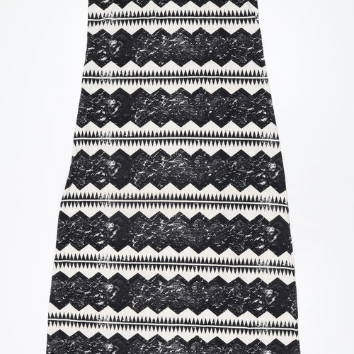 Topshop Womens White Geometric Polyester Maxi Size 12 Scoop Neck Pullover