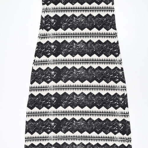 Topshop Womens White Geometric Polyester Maxi Size 12 Scoop Neck Pullover