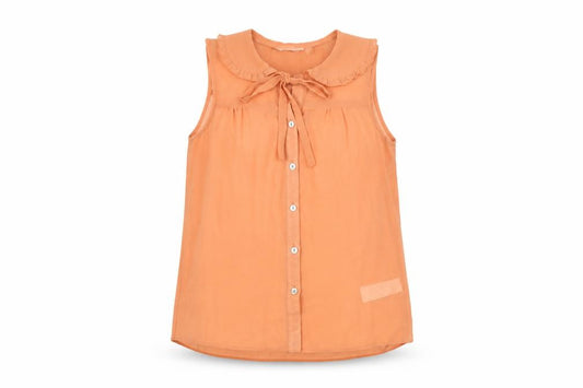 Front view of New Look women’s orange polyester basic button-up, size UK 8, collared