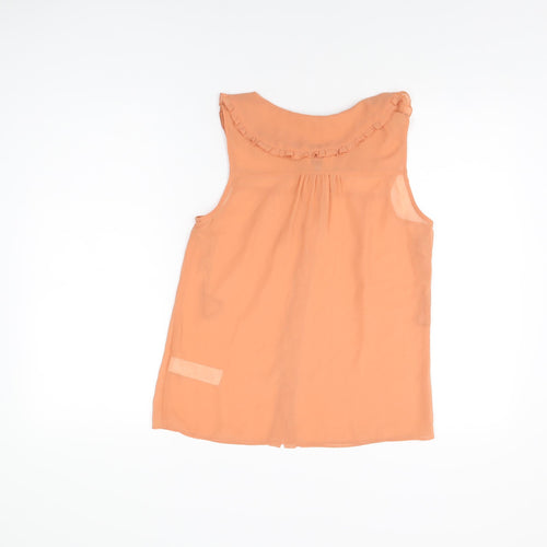 New Look Womens Orange Polyester Basic Button-Up Size 8 Collared