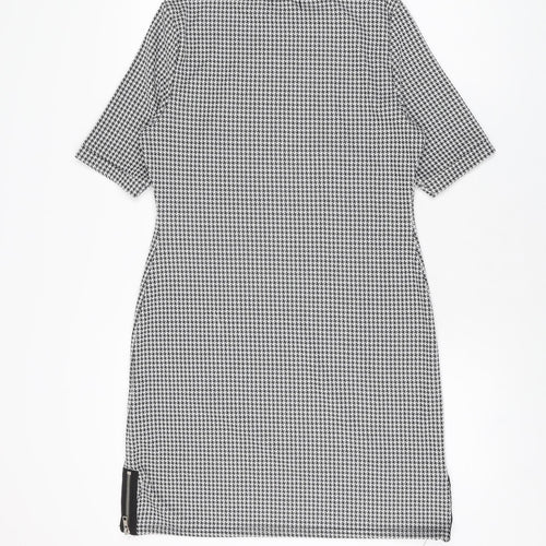 Lipsy Womens Grey Houndstooth Polyester Shift Size 10 Round Neck Pullover