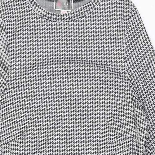 Lipsy Womens Grey Houndstooth Polyester Shift Size 10 Round Neck Pullover