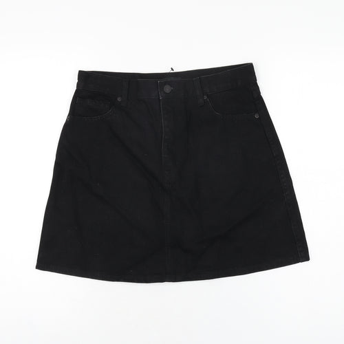 Uniqlo Womens Black Cotton A-Line Skirt Size 27 in Zip