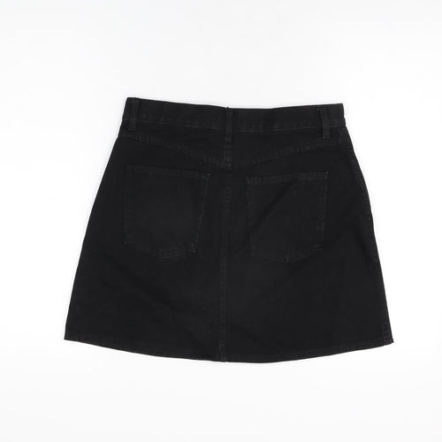 Uniqlo Womens Black Cotton A-Line Skirt Size 27 in Zip