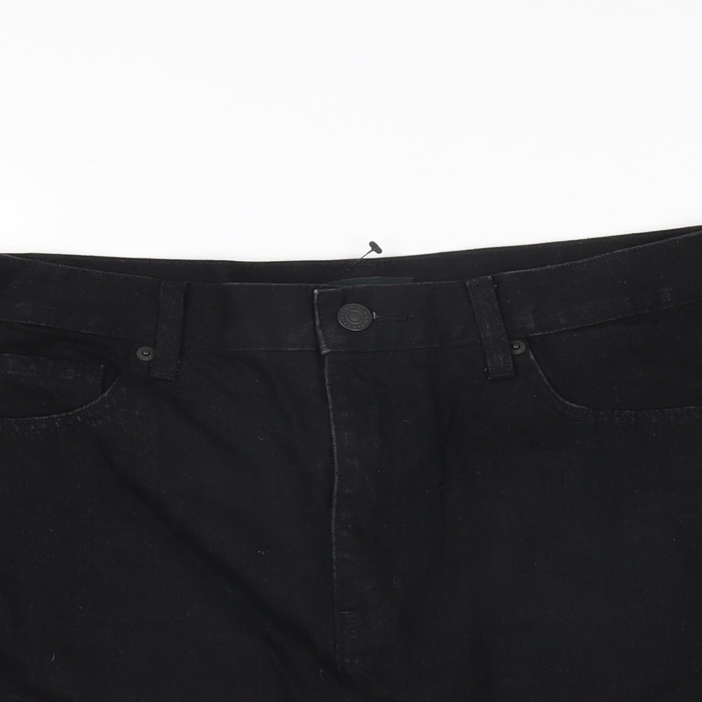 Uniqlo Womens Black Cotton A-Line Skirt Size 27 in Zip