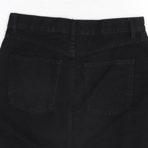 Uniqlo Womens Black Cotton A-Line Skirt Size 27 in Zip