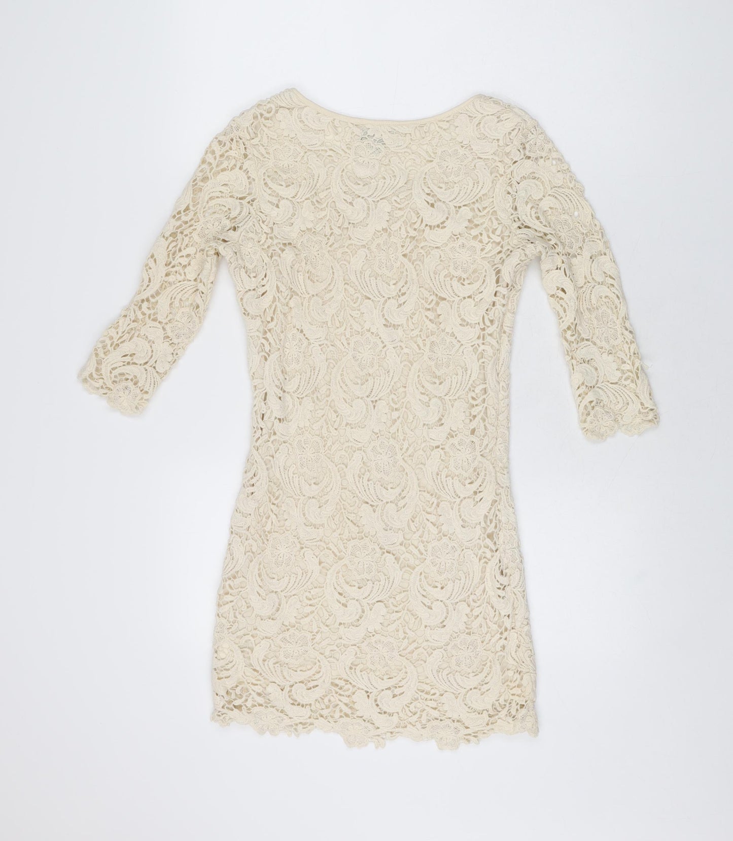 Bikbok Womens Ivory Floral Polyester Mini Size XS Round Neck Pullover