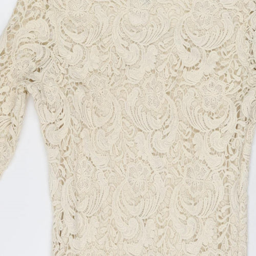 Bikbok Womens Ivory Floral Polyester Mini Size XS Round Neck Pullover