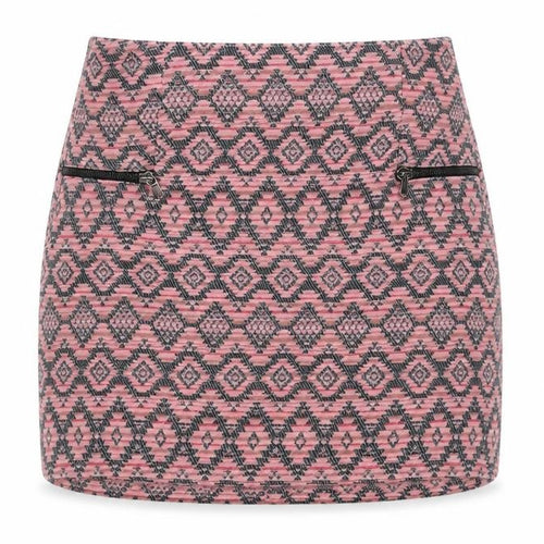 Stradivarius Womens Pink Geometric Cotton Mini Skirt Size 10 Zip