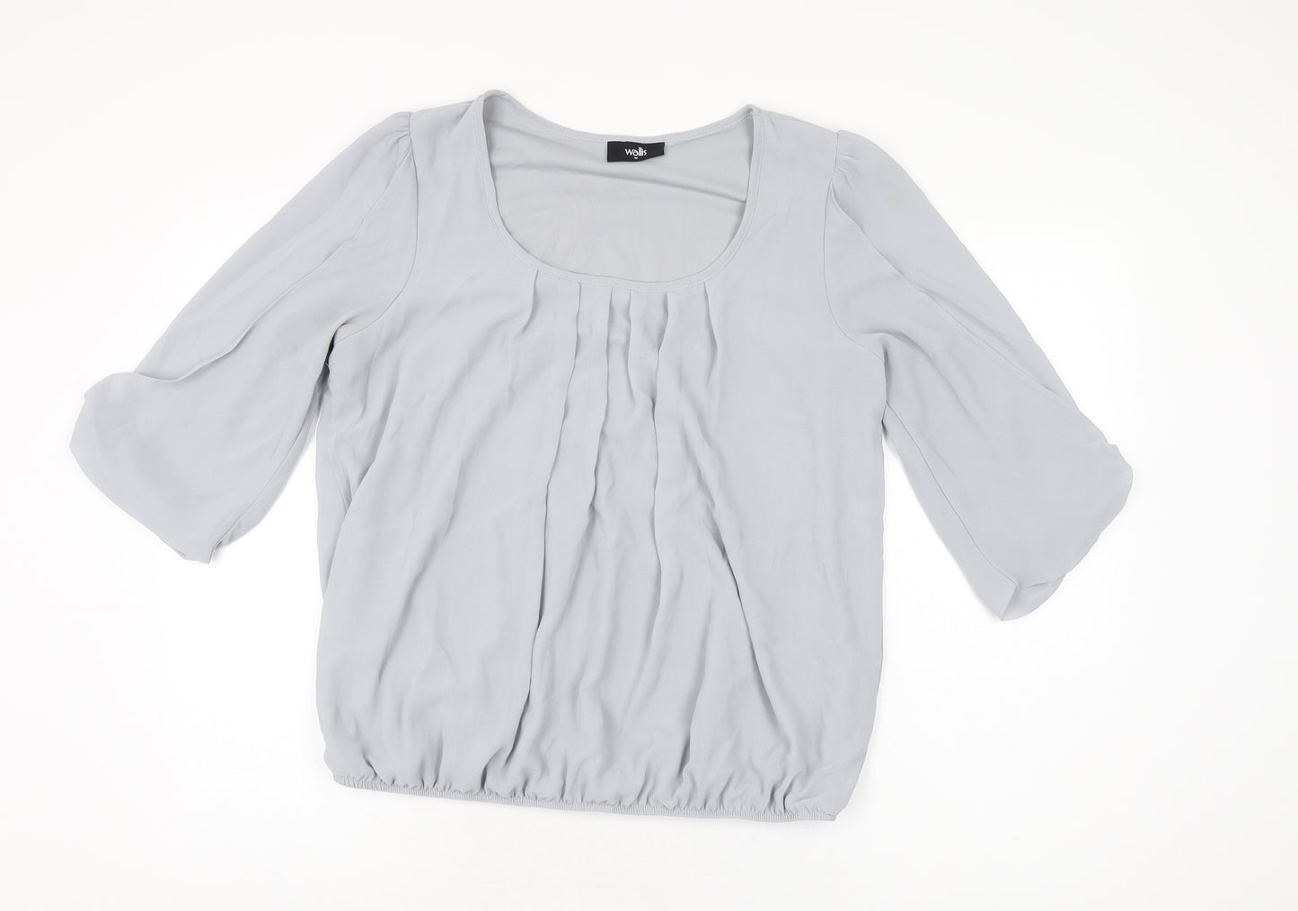 Wallis Womens Grey Polyester Basic Blouse Size M Scoop Neck