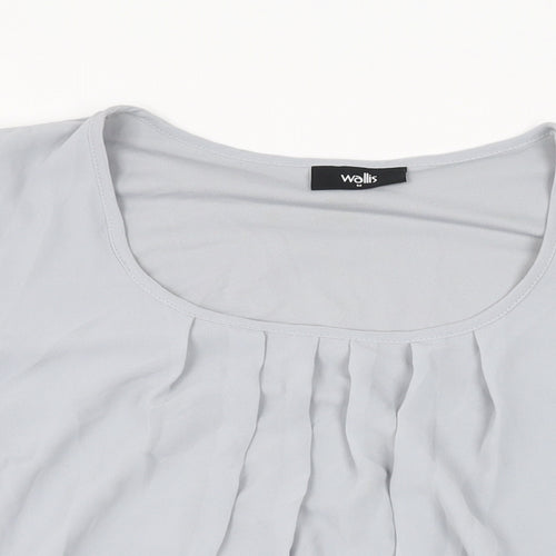 Wallis Womens Grey Polyester Basic Blouse Size M Scoop Neck