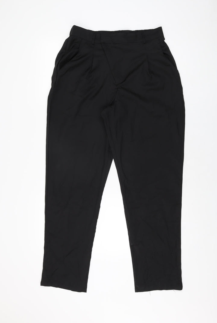 MissLook Womens Black Cotton Trousers Size L L30 in Regular Zip