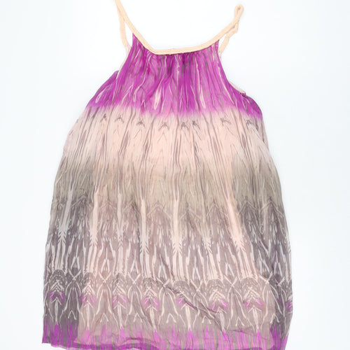 H&M Womens Pink Geometric Polyester Shift Size 8 Round Neck Pullover