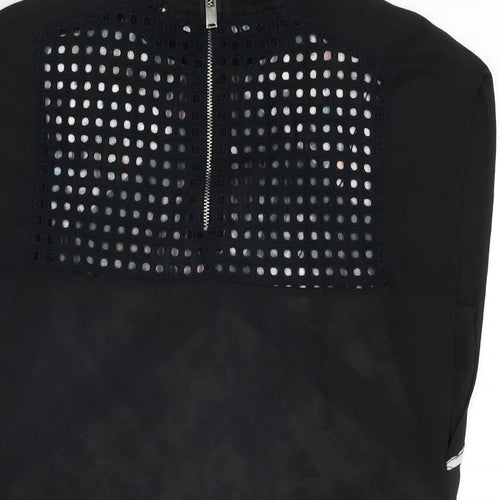 Zara Womens Black Geometric Cotton Basic Blouse Size S Round Neck