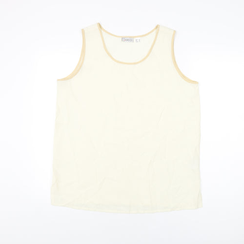 Gelco Womens Ivory Viscose Basic T-Shirt Size 14 Round Neck