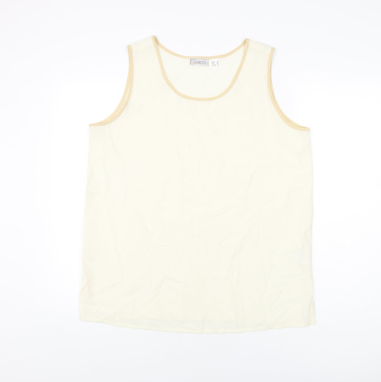 Gelco Womens Ivory Viscose Basic T-Shirt Size 14 Round Neck