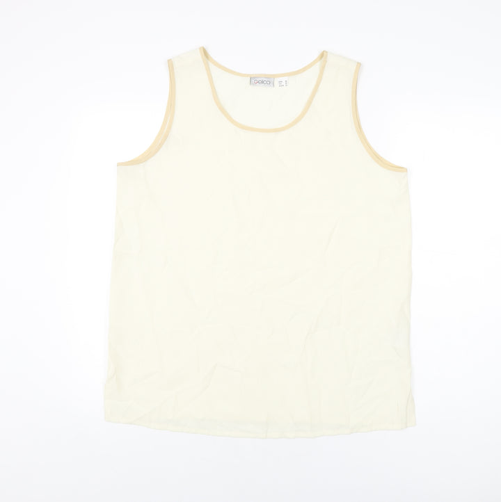 Gelco Womens Ivory Viscose Basic T-Shirt Size 14 Round Neck