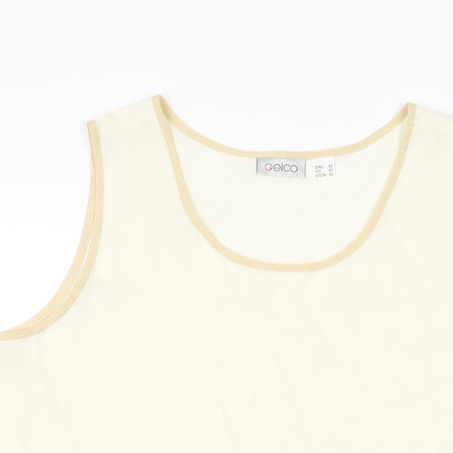 Gelco Womens Ivory Viscose Basic T-Shirt Size 14 Round Neck