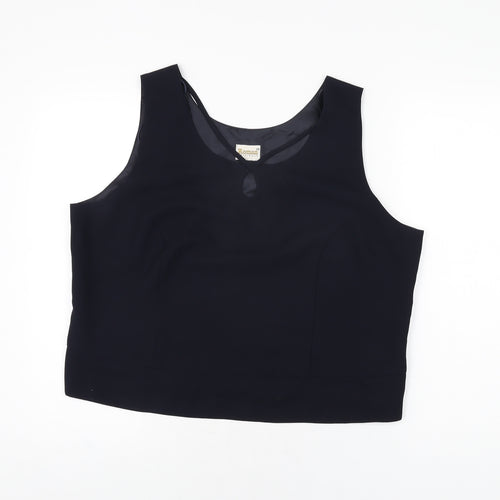 Roman Womens Blue Polyester Basic T-Shirt Size 20 V-Neck