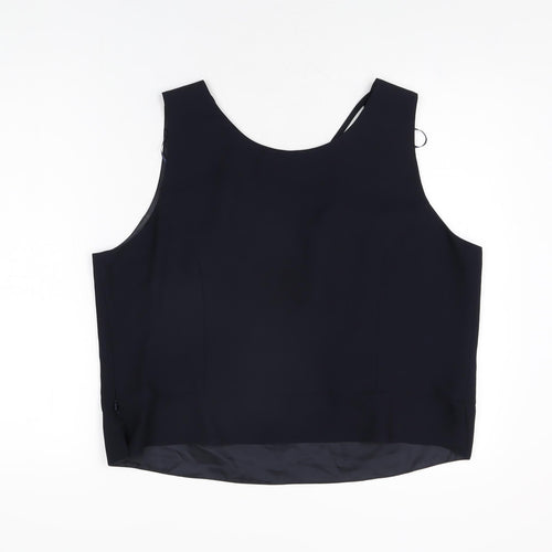 Roman Womens Blue Polyester Basic T-Shirt Size 20 V-Neck