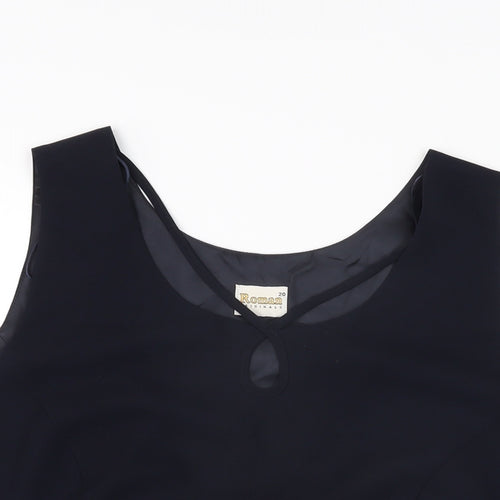 Roman Womens Blue Polyester Basic T-Shirt Size 20 V-Neck