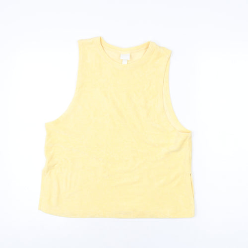 H&M Womens Yellow Polyester Basic T-Shirt Size S Round Neck