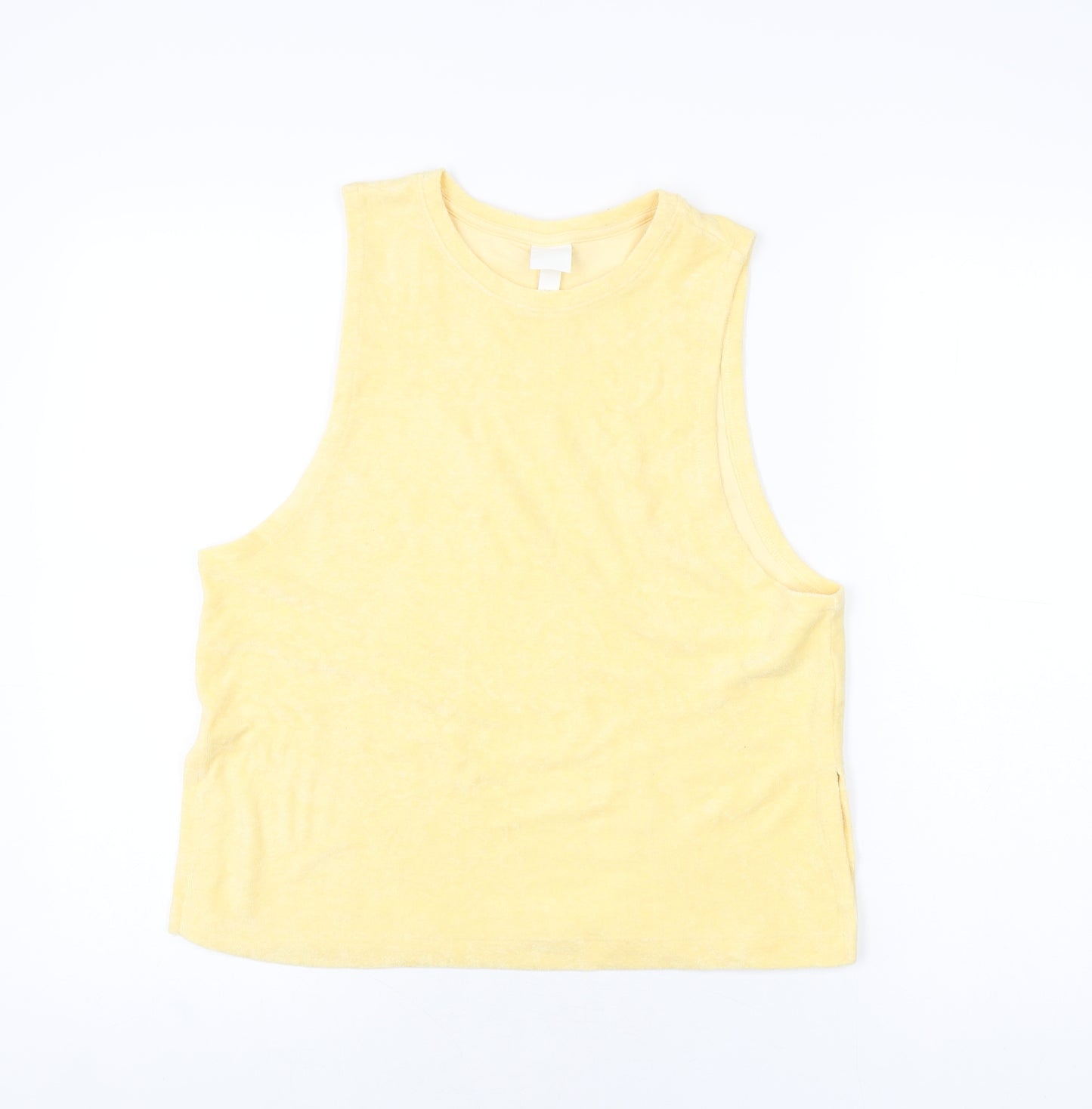H&M Womens Yellow Polyester Basic T-Shirt Size S Round Neck