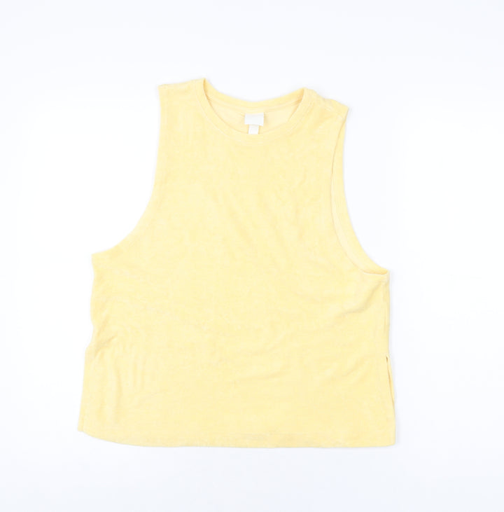 H&M Womens Yellow Polyester Basic T-Shirt Size S Round Neck