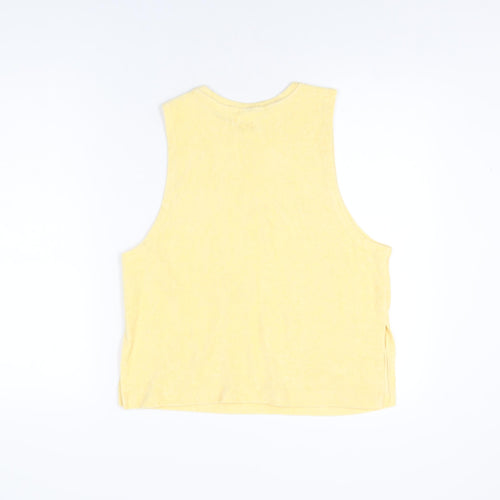 H&M Womens Yellow Polyester Basic T-Shirt Size S Round Neck