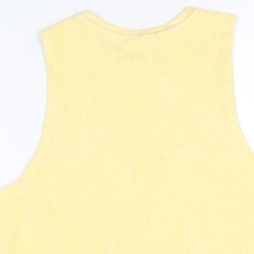 H&M Womens Yellow Polyester Basic T-Shirt Size S Round Neck