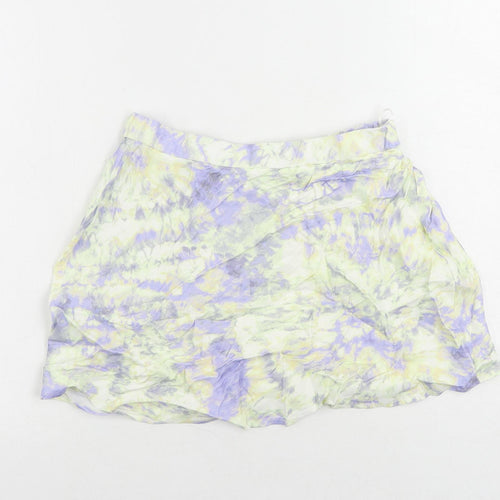 Zara Womens Multicoloured Viscose Mini Skirt Size XS - Elastic Waist Tie Dye