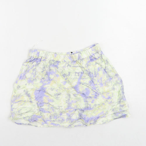 Zara Womens Multicoloured Viscose Mini Skirt Size XS - Elastic Waist Tie Dye
