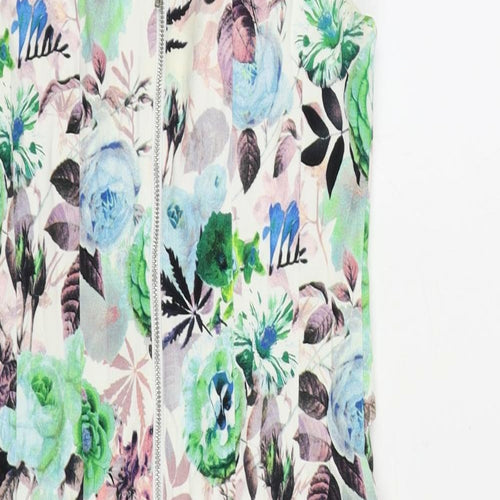 Louche Womens Multicoloured Floral Cotton Pencil Dress Size 10 Boat Neck Zip