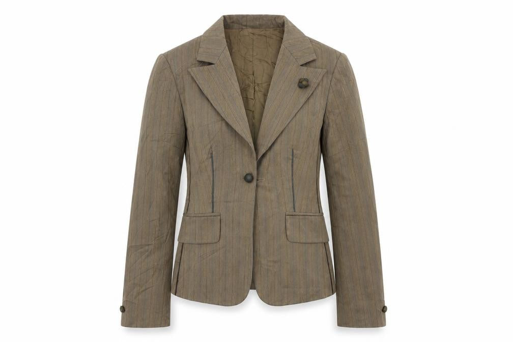 INDIVI Womens Brown Striped Jacket Blazer Size 10 Button