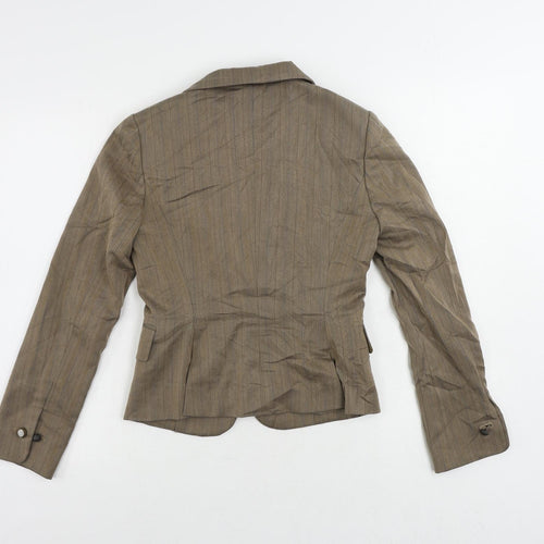 INDIVI Womens Brown Striped Jacket Blazer Size 10 Button