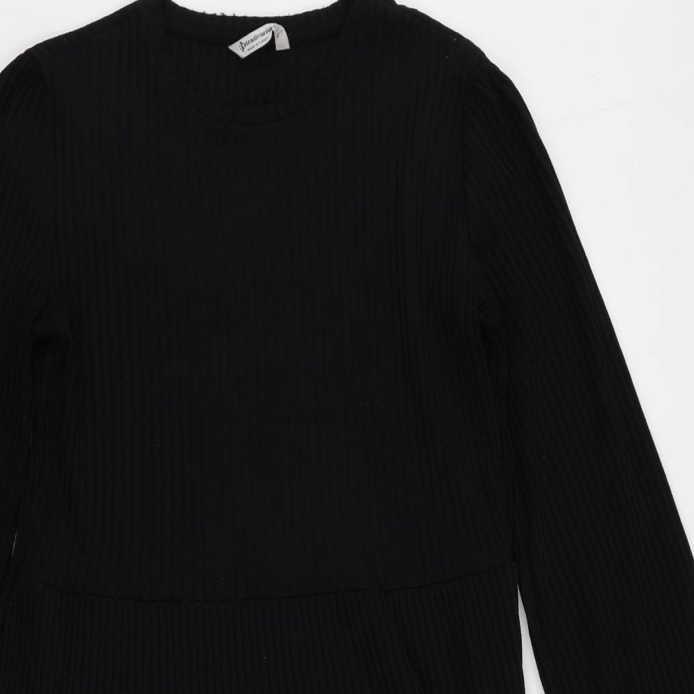Stradivarius Womens Black Polyester Jumper Dress Size L Round Neck Pullover