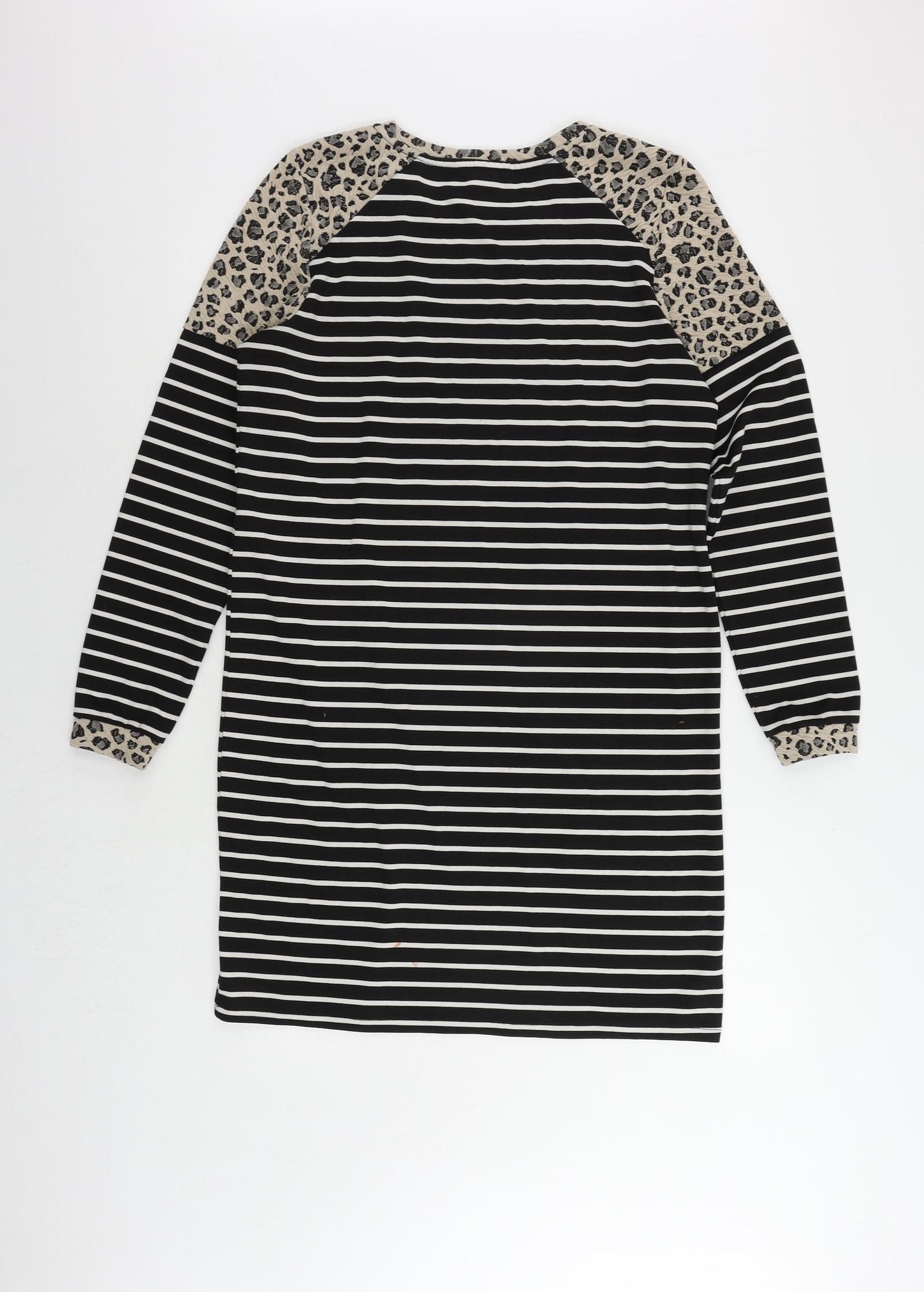 VERO MODA Womens Black Striped Polyester Jumper Dress Size M Round Neck Pullover