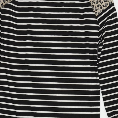 VERO MODA Womens Black Striped Polyester Jumper Dress Size M Round Neck Pullover