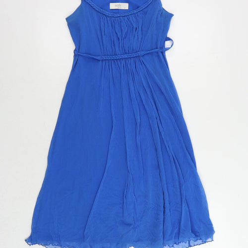 Wallis Womens Blue Nylon A-Line Size 8 Round Neck