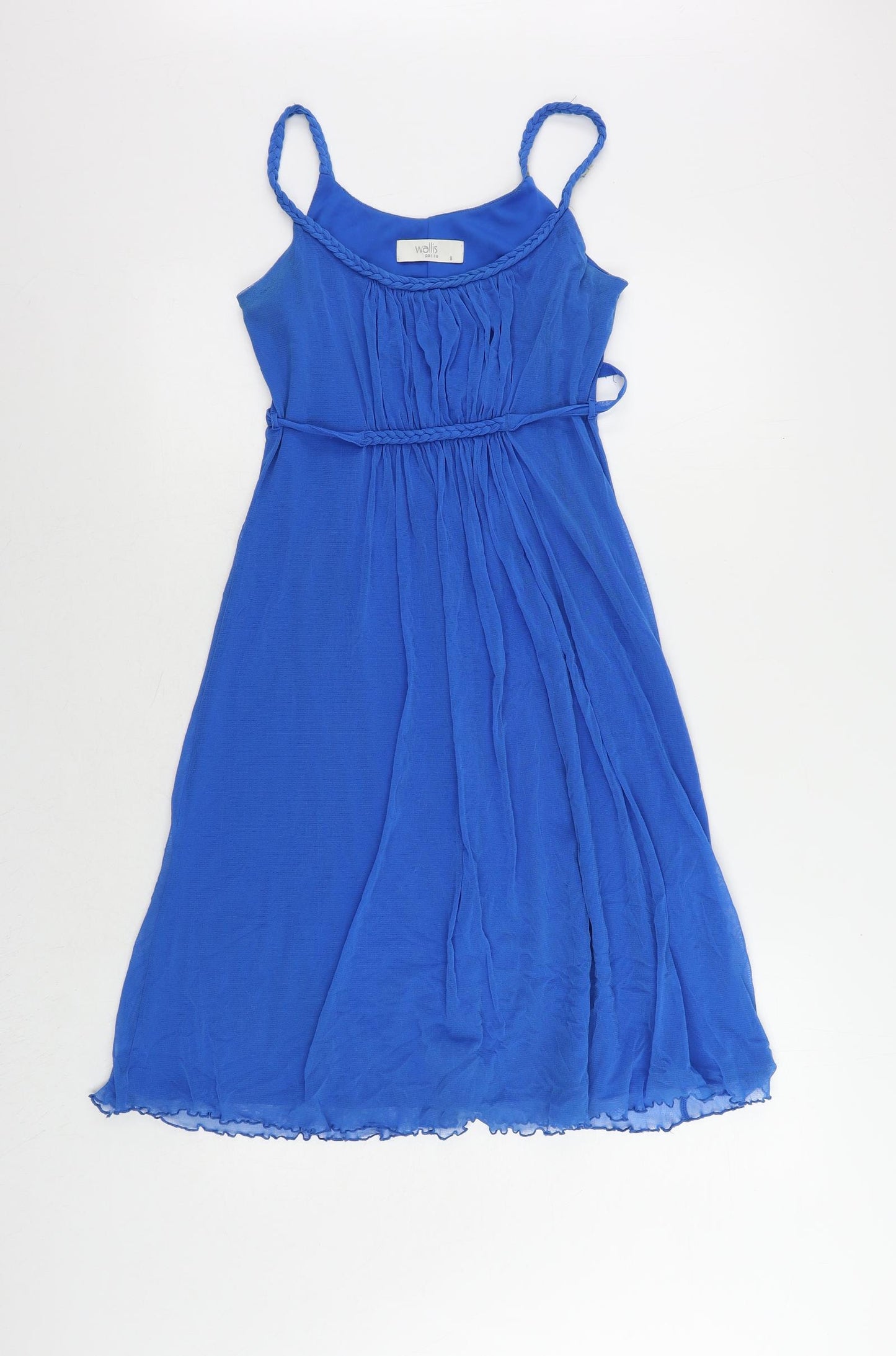 Wallis Womens Blue Nylon A-Line Size 8 Round Neck