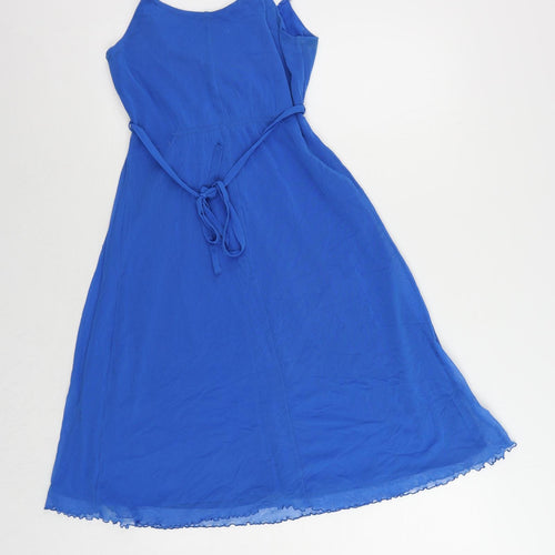 Wallis Womens Blue Nylon A-Line Size 8 Round Neck